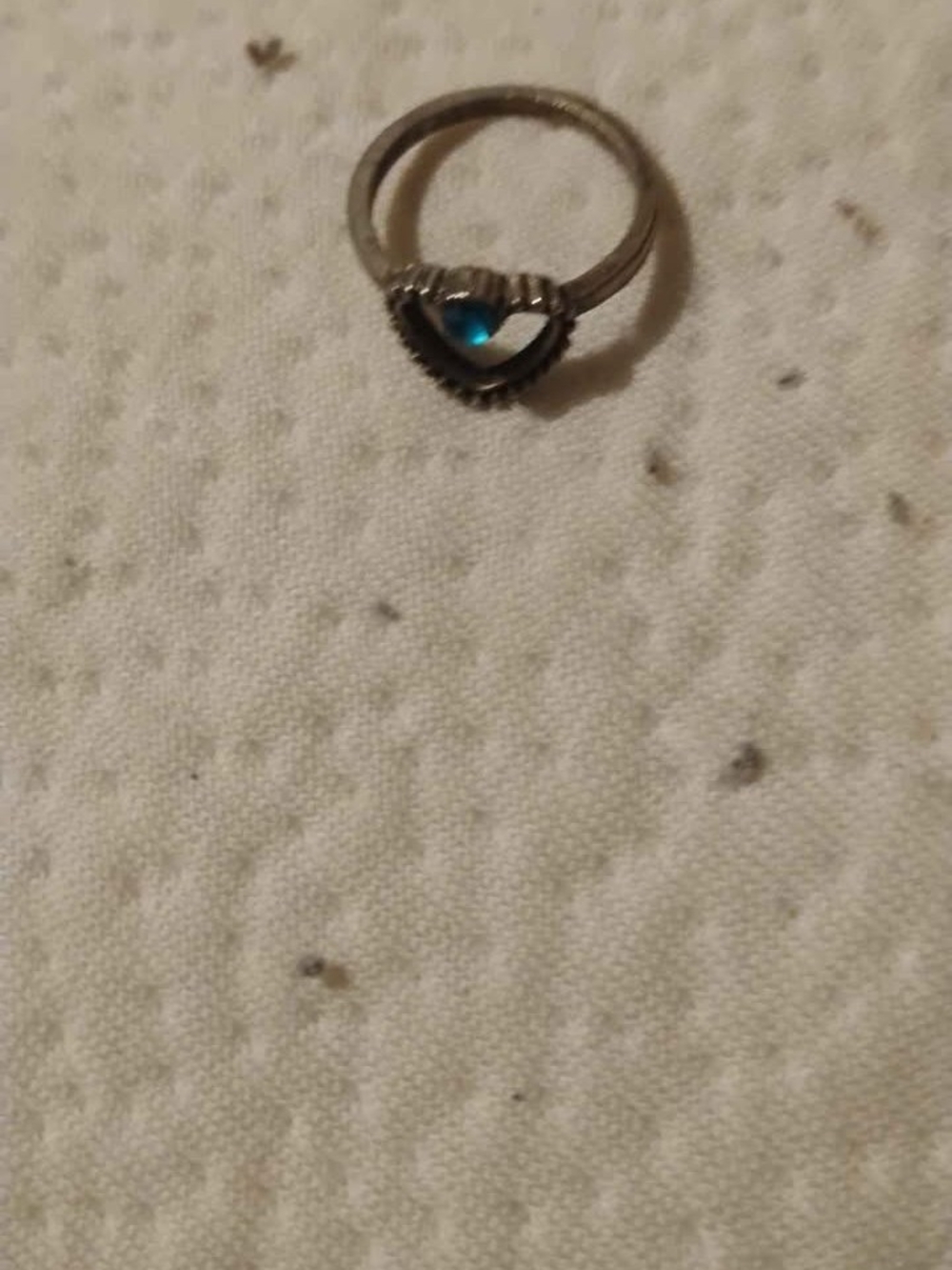 Silver Heart Ring with Blue Gemstone - Women Jewelry